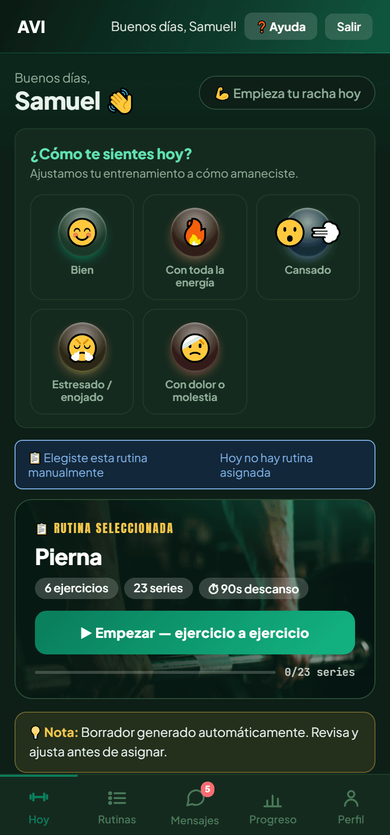 ¿Cómo te sientes hoy?